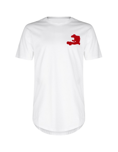 White - Red Haiti Badge